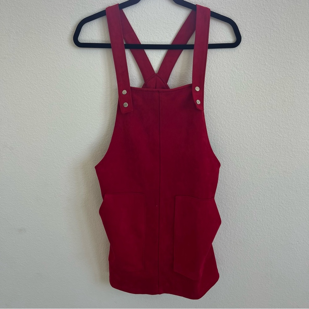 Forever 21 Red Suede Overall Dress